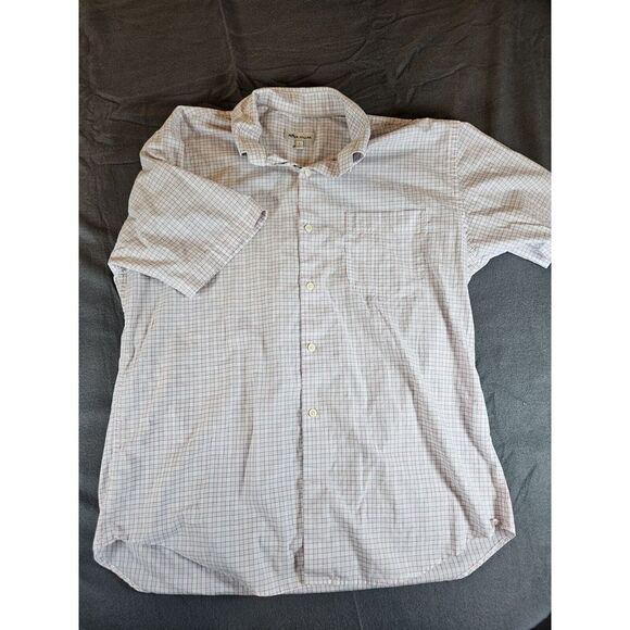 Peter Millar Shirt Mens Large Pink White Check Woven Short Sleeve Button Down - Picture 2 of 8